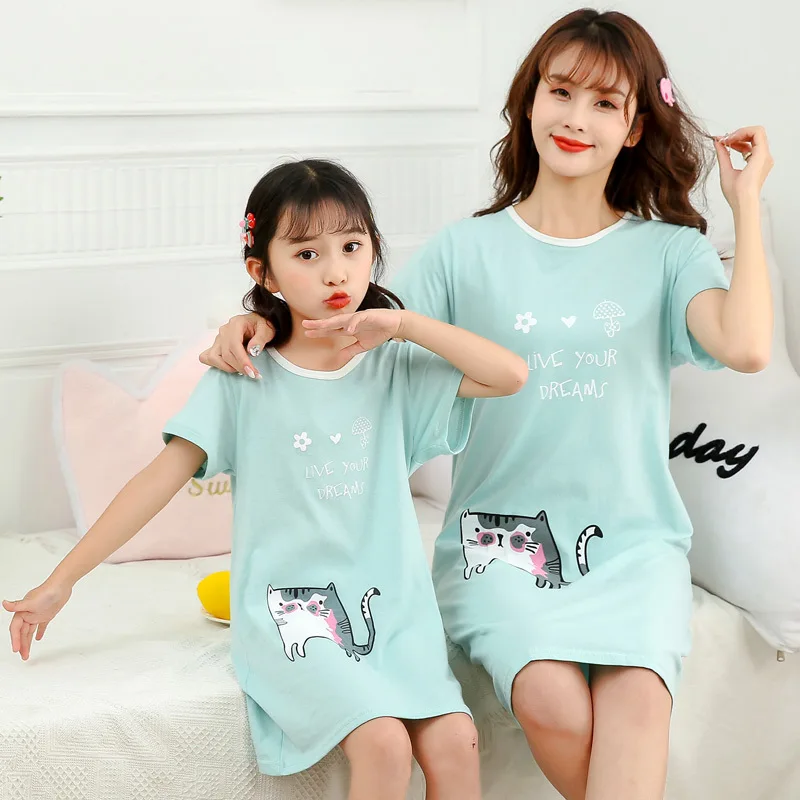 pajama sets boy Children Nightdress Girls Unicorn Nightgowns Kids Cotton Pajamas Princess Night Dress Mom and daughter Sleepwear Dressing Gown nightgowns baby Sleepwear & Robes