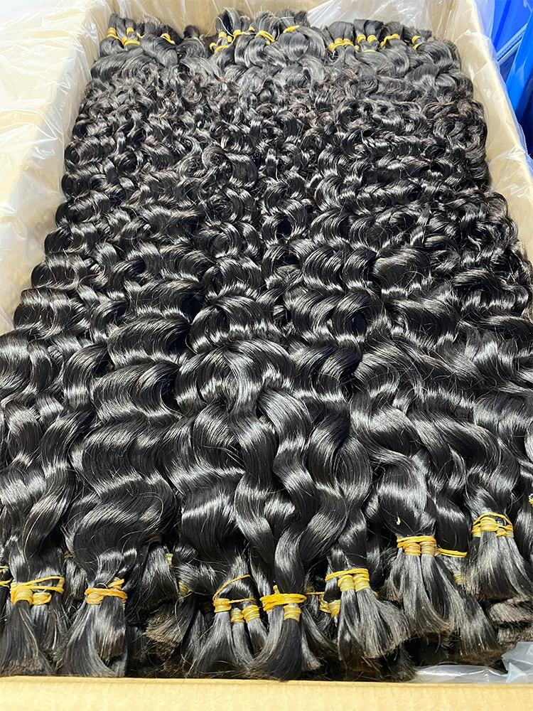 Virgin Curly Bulk Hair Extensions For Boho Braids Human Braiding Bulk No Weft 10A 50g 100g 300g Italian Curl Deep Wave