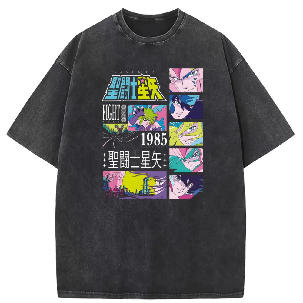 Los Caballeros Del Zodiaco Lavato Tshirt Cavalieri Dello Zodiaco T Shirt Per Uomo Marca Hip Hop Manica Lunga Felpe Maschili