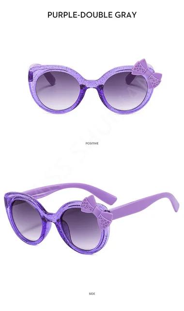 Óculos de sol infantil gatinho com laço para meninas e meninos_voghion.com