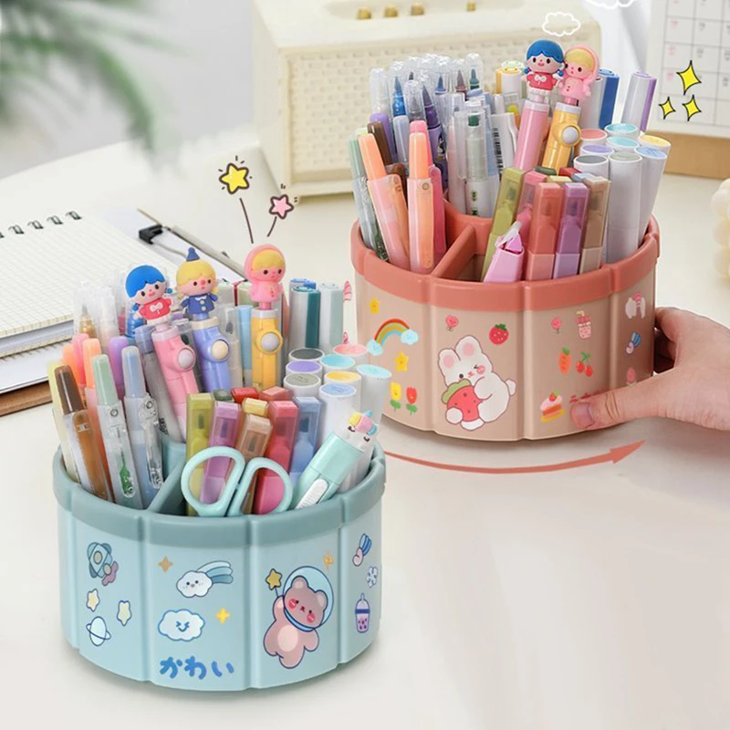 

Desk Organizer 360° Rotating Pen Holder Large Capacity Cute Pencil Storage Box Desktop Organizer School Office Stationery