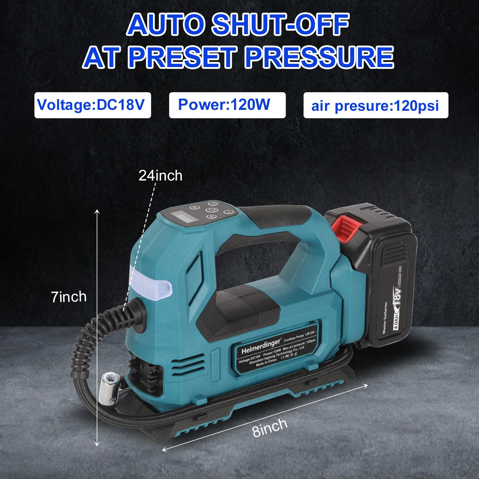 Pompa Ad Aria Senza Fili - Compressore Elettrico Portatile Touch Screen - Foto 6