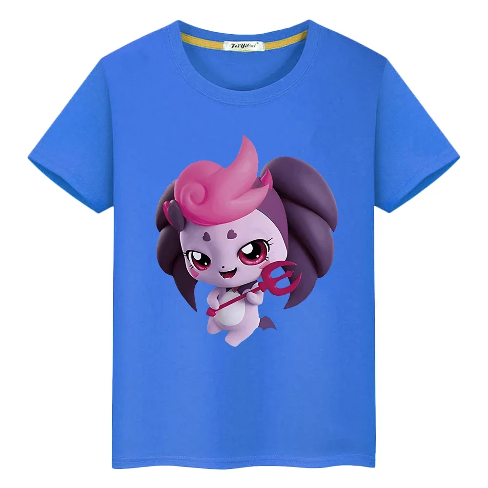 

Tini ping Summer 100%Cotton Casual Cute Print T-shirt y2k one piece boy clothes 티니핑 anime Tees Short Tops kids clothes girls
