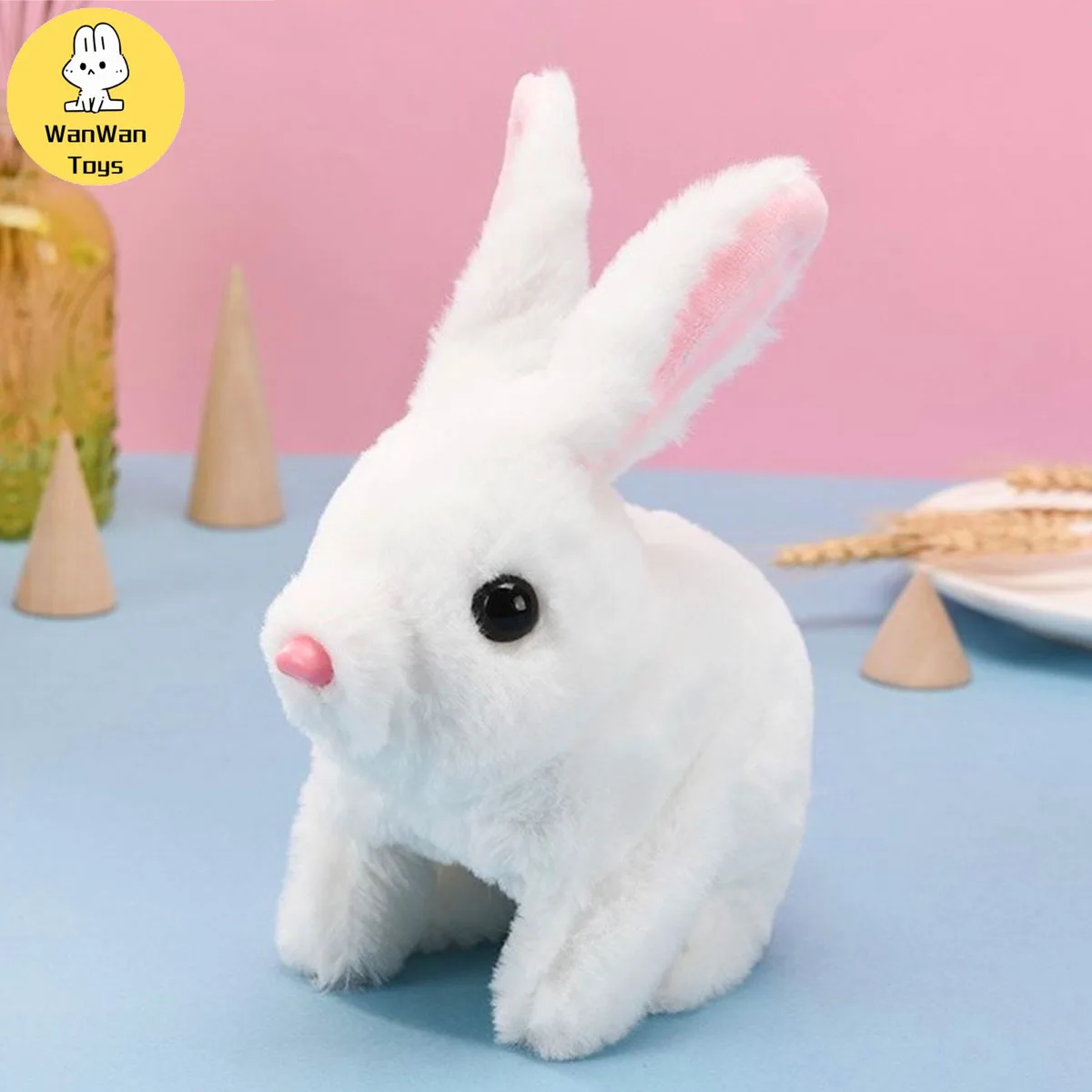 Electronic Rabbit Toy Electric Short-Haired Black-Eyed Simulates Will Jump