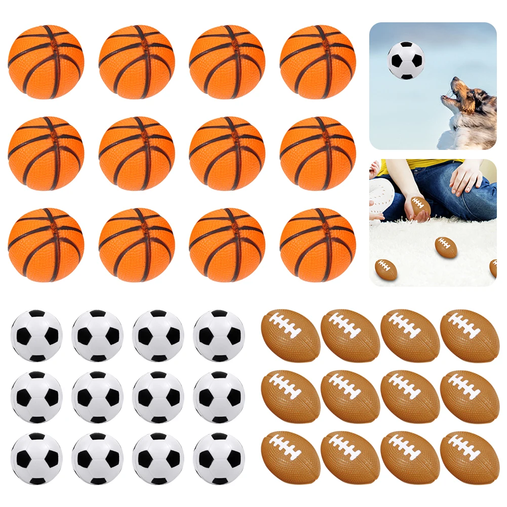 12 Pack Foam Sports Balls Stress Relief 4/5.2cm Squeezable Stress Balls Rugby Funny Toy Football Bouncy Party Decors