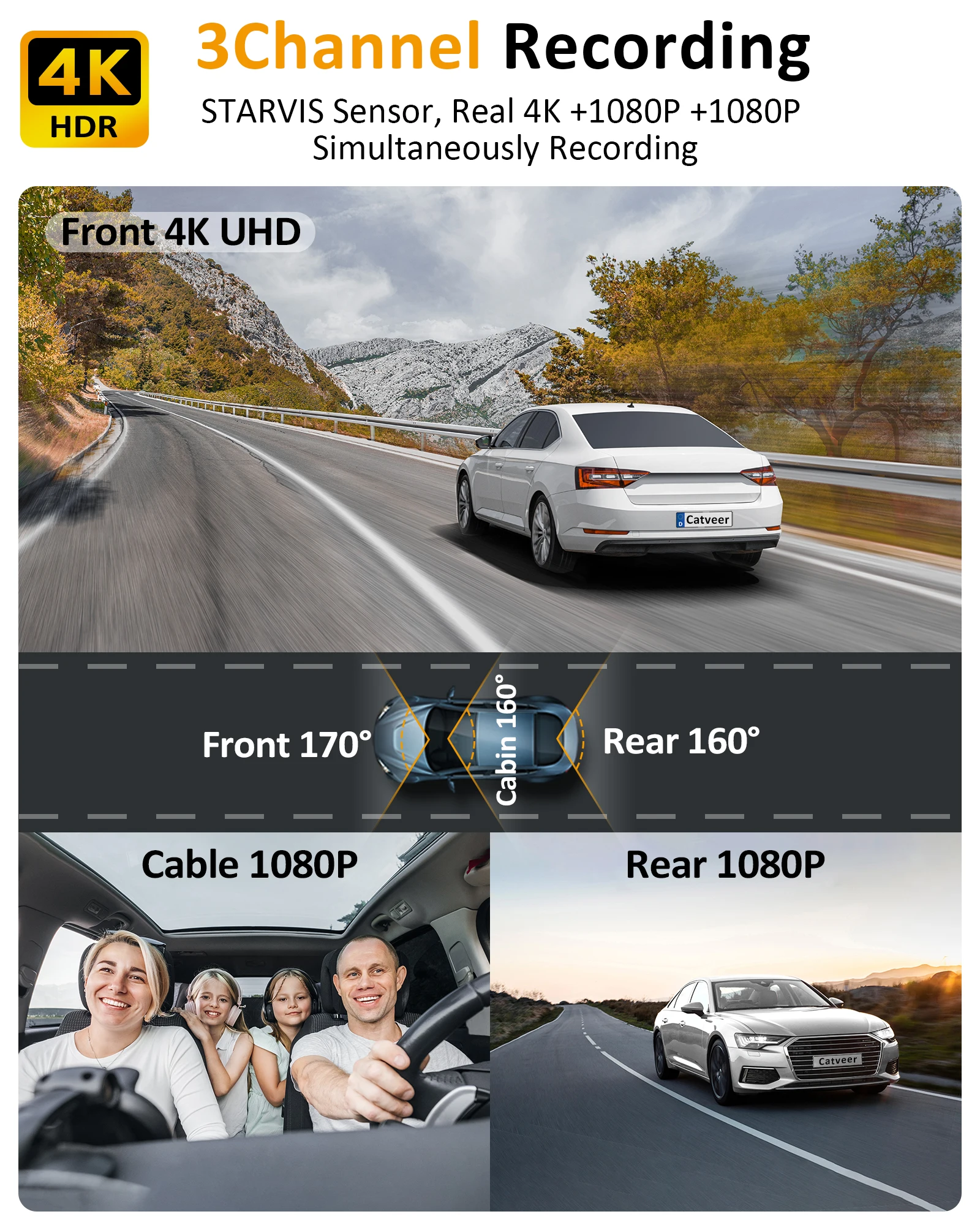 4K UHD WiFi Car Dash Cam with Night Vision and Parking Monitor