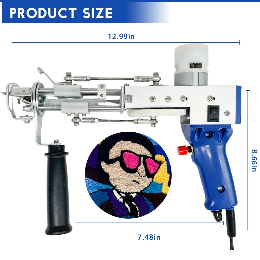 Tufting Gun für Schnitt- und Schlingennoppen, 2-in-1 Elektrische Teppich-Tufting-Maschine, Starter-Kit für Tufting-Liebhaber – Detail 2
