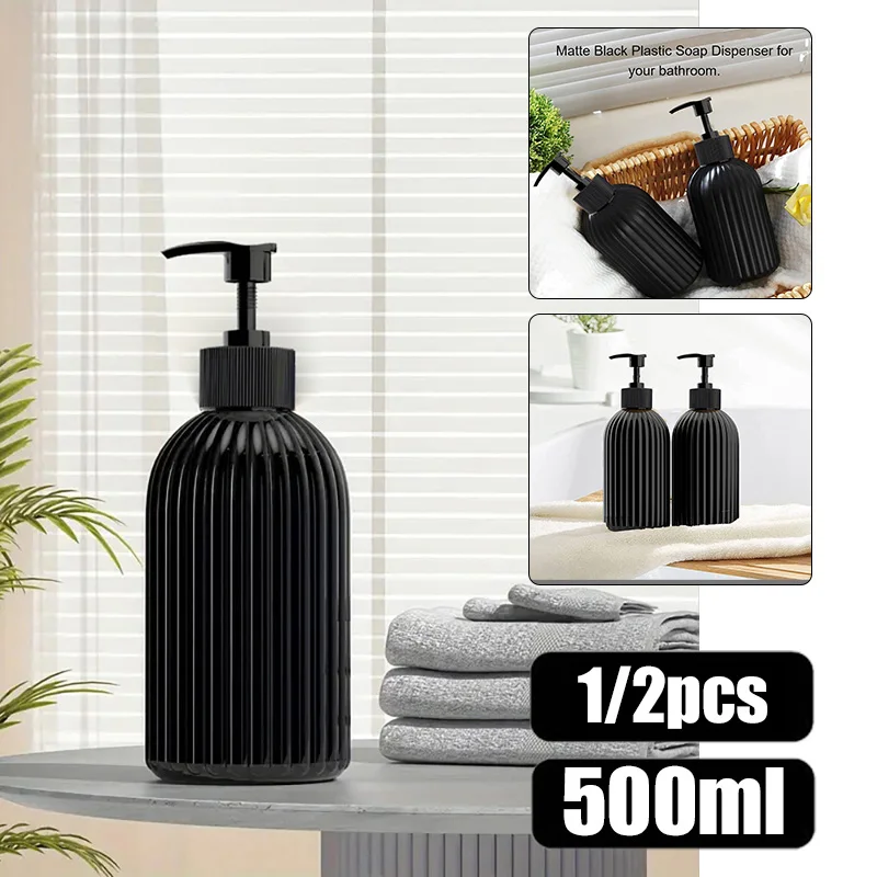 2pcs 500ML Soap Dispenser Bathroom Shower Body Wash Shampoo Refillable Kitchen Dish Hands Soap Liquid Container