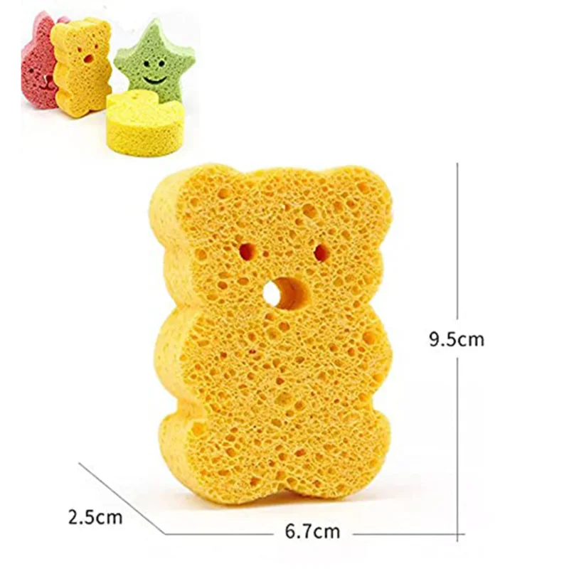 Shower Sponge Ball Baby Cute Animal Sponge Toys for Bathing Natural Kids Infants Toddler Bath Shower Shapes Baby Bath Toys Tub Sponge