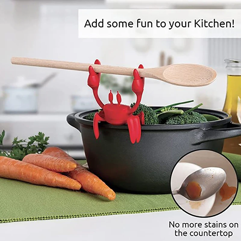 Red Crab Silicone Cutlery Rack Stove Silicone Spoon Holder Heatproof Stand Anti-Slip Spoon Rack Stove Steam Releaser