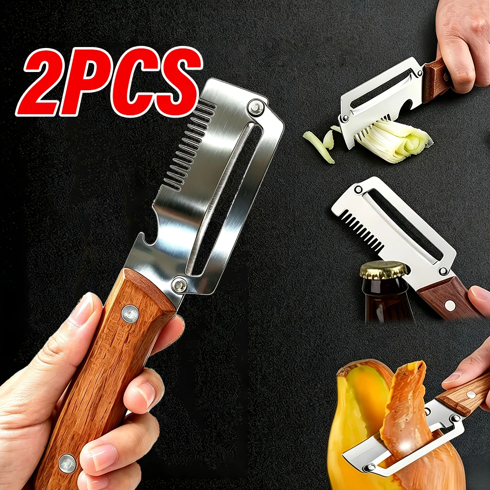 Multifunctional 3-in-1 Stainless Steel Peeler Vegetable Fruit Slicer Shredder with Bottle Opener Kitchen Tool for Peeling 1