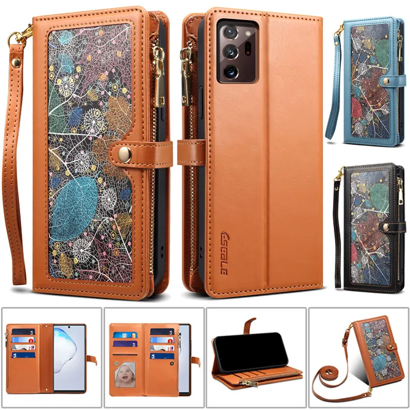 Leather Flip Cover Zipper Wallet Card Case