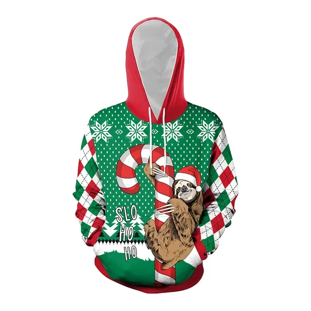 Elk Christmas Hoodies for Women Men 3D Print Hooded Pullover Casual Loose Streetwear Party Sweatshirt Pocket Oversized Clothes