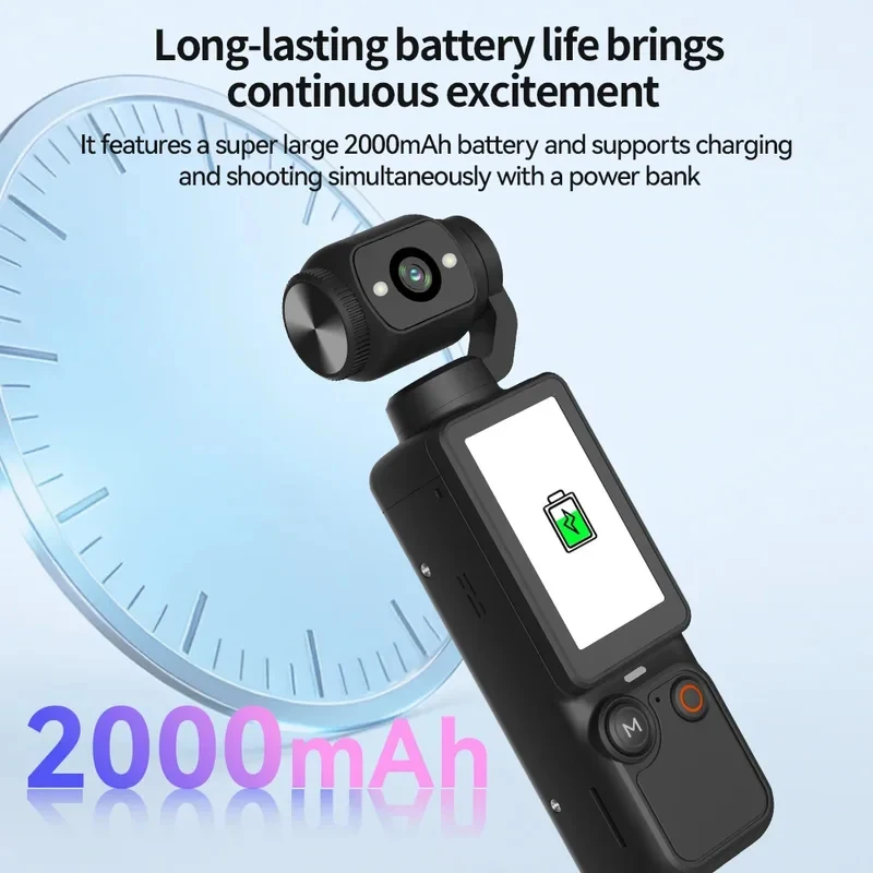 휴대용 포켓 카메라 100W 픽셀 1.9인치 화면 180 °   회전식 2000mAh Vlog 캠코더(필 라이트 포함) 128GB 지원 액션 카메라