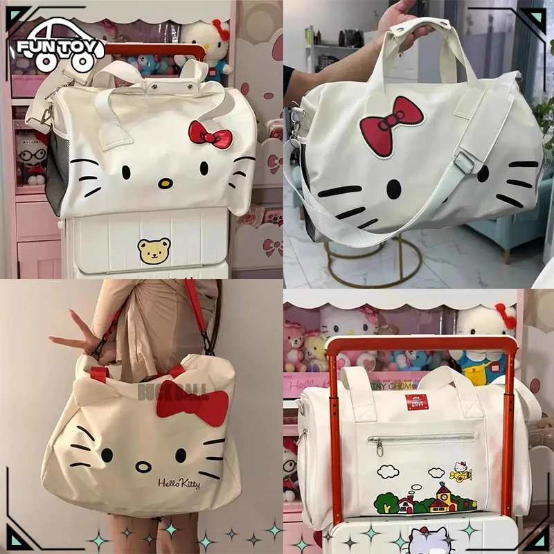 

Sanrio Kawaii Tote Bag Hello Kitty Luggage Bag Kuromi Bento Bag Large Capacity Storage Handbag Zipper Cartoon Pu Bag Xmas Gifts