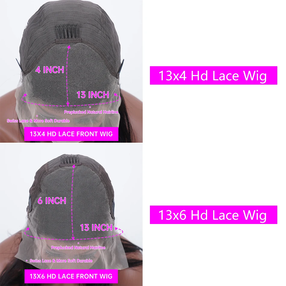 Brazilian Straight Human Hair Wig for Women 30-40 Inch Long 13x4 HD Lace Front 200 Density 13x6 Transparent Lace Frontal 6