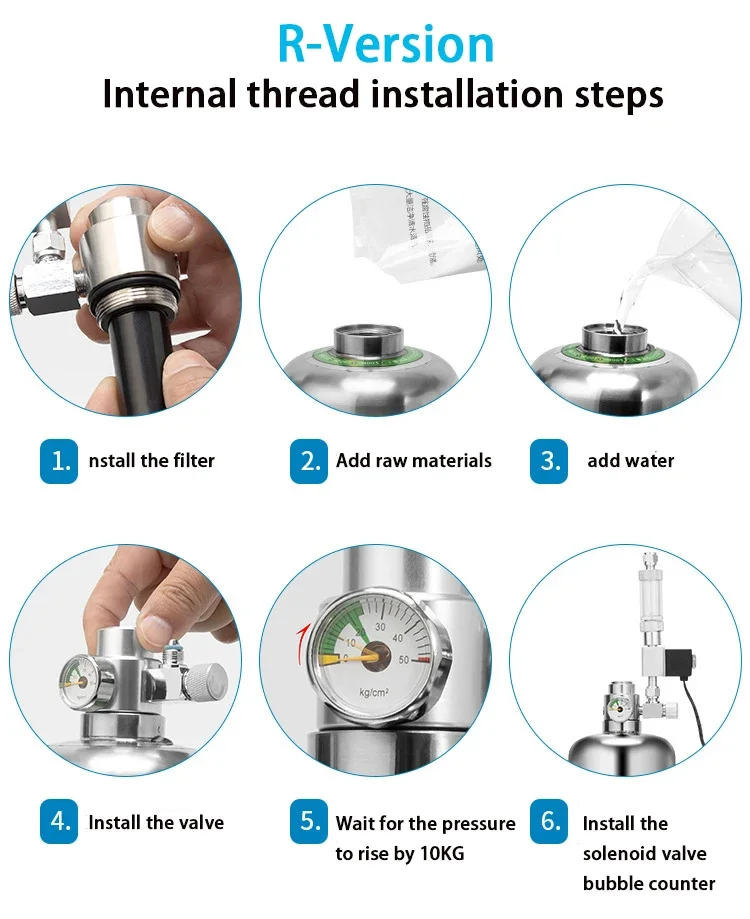 ZRDR Aquarium CO2 Generator System Kit Aquarium Wasserpflanze Kohlendioxid Stahl Zylinder Rohstoff Reaktionsgenerator – Detail 18