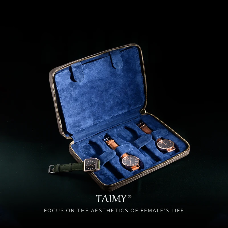 TAIMY High-end Genuine Leather Watch Bag Luxury Watch Collection Box Watch Container Travel Storage Organizer Display&Packging