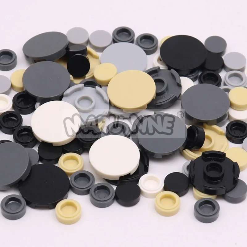 Round Tile Blocks 350PCS 1x1 2x2 MOC Bricks Base Flat Board Plate Floor Road City View Parts 98138 4150 Compatile