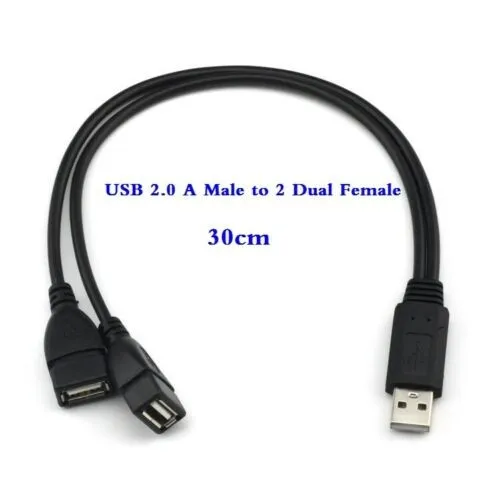 

Male to 2 USB 2.0 Female USB Extension Cable 1pcs HUB Spliter Adapter Cord 28AWG Line Laptop Notebook Accessories