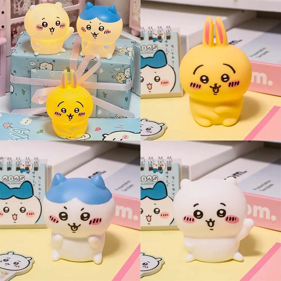 لطيف Chikawa Kawaii غرفة نوم سطح المكتب الديكور Hachiware Usagi الكرتون الفينيل دمية ضوء الليل مضيئة لعبة مفاجأة فتاة الهدايا