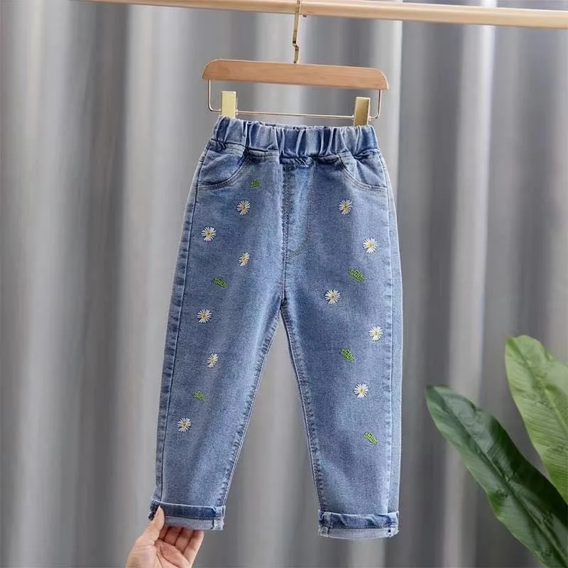 calças de brim da criança infantil denim