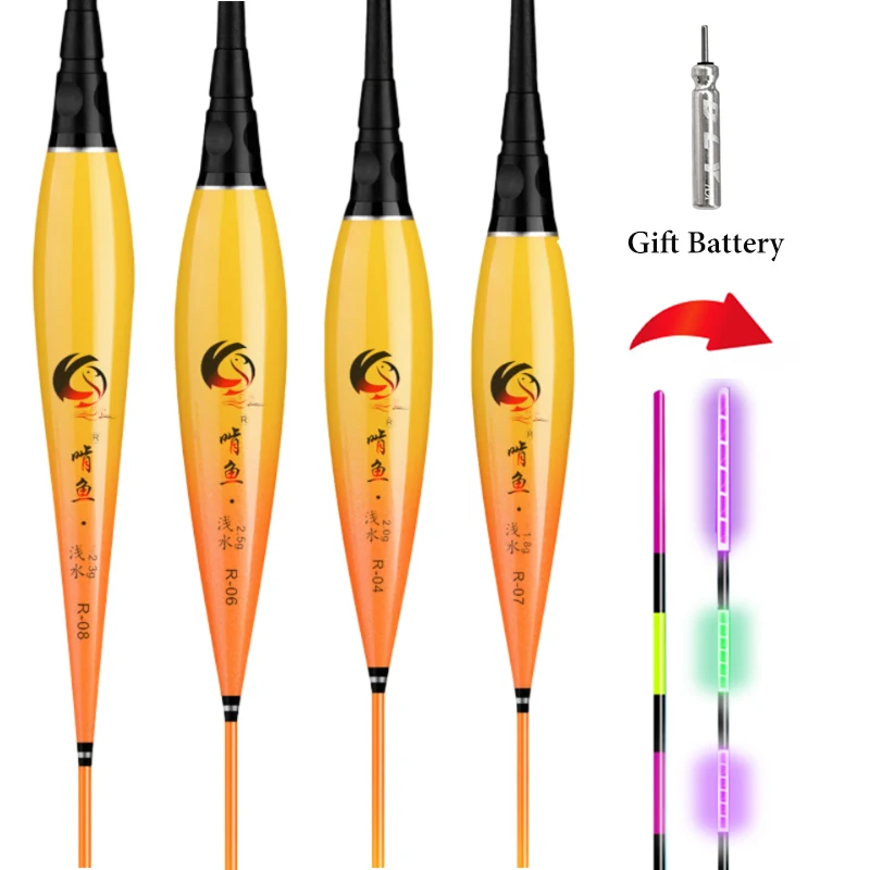 Fishing Float Sea Fishing Floats with Battery Change Color Luminous Electronic Float Short Tail 3-Mesh Sensitive Night Glow