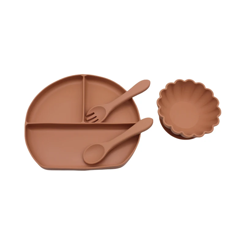 Children's Dinner Plate Compartment Tray Infant Suction Cup Autonomous Eating Training Bowl and Plate Complementary Tableware