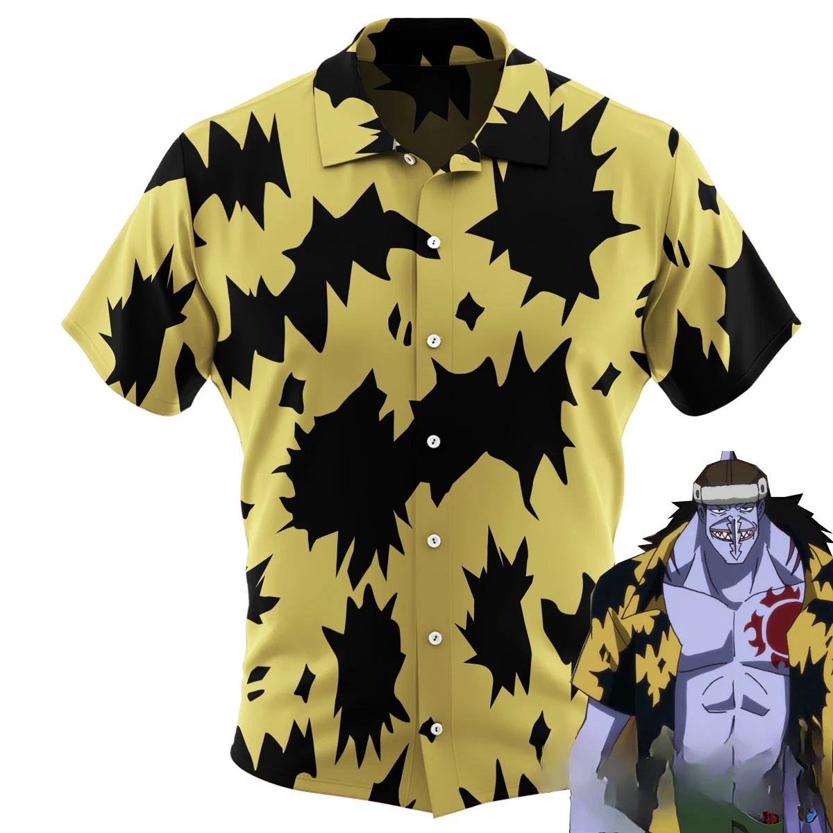 One Piece Button Up Franky Sabaody Hawaiian Shirt Outfit men's Summer Short Sleeve Printed Couple Shirt