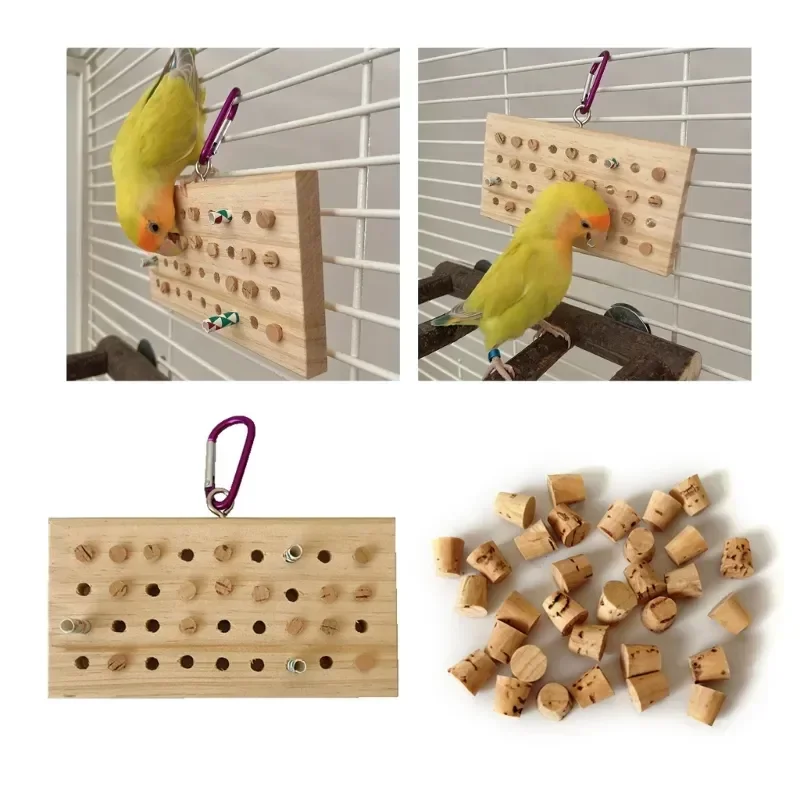 

Dropshipping Pet Training Molar Grinding Natural Wood Bird Keyboard Toy Supplies for Parrots Chew Tearing