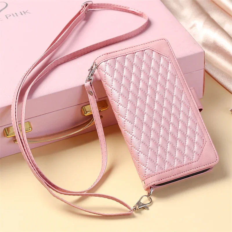 Deluxe Leather Zipper Wallet Flip Case Cover