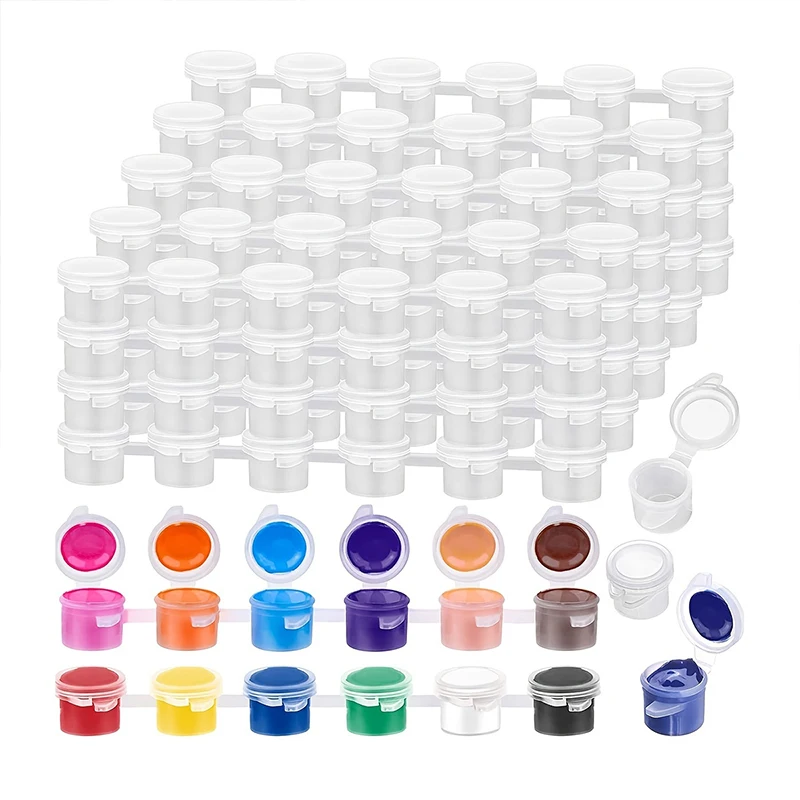 5 Strips 30/40 Pots Empty Paint Strips 2-10ml Mini Painting Box Arts Crafts Storage Container Pigment Dispenser Drawing Supplie paint storage containers