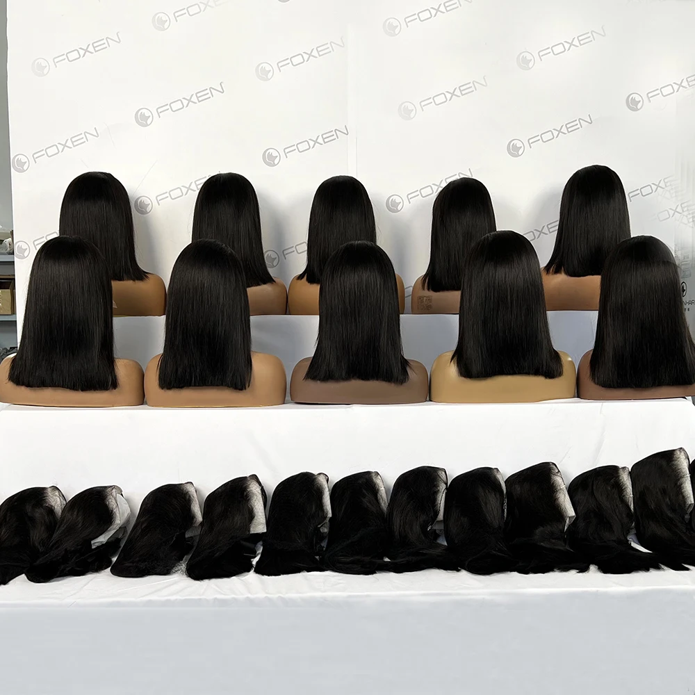 Human Hair Wigs Double Drawn Short Bob Wigs Glueless Vietnamese Straight Wig Human Hair Lace Front Raw Indian Hair Vendor 13x4 Hd Lace Bob Wigs lace front wigs