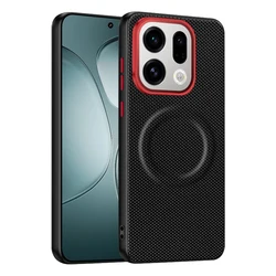 Luxury Magnetic Soft TPU & Nylon Woven Leather Anti - Fingerprint Phone Case Cover for OPPO Find X9 (Black)