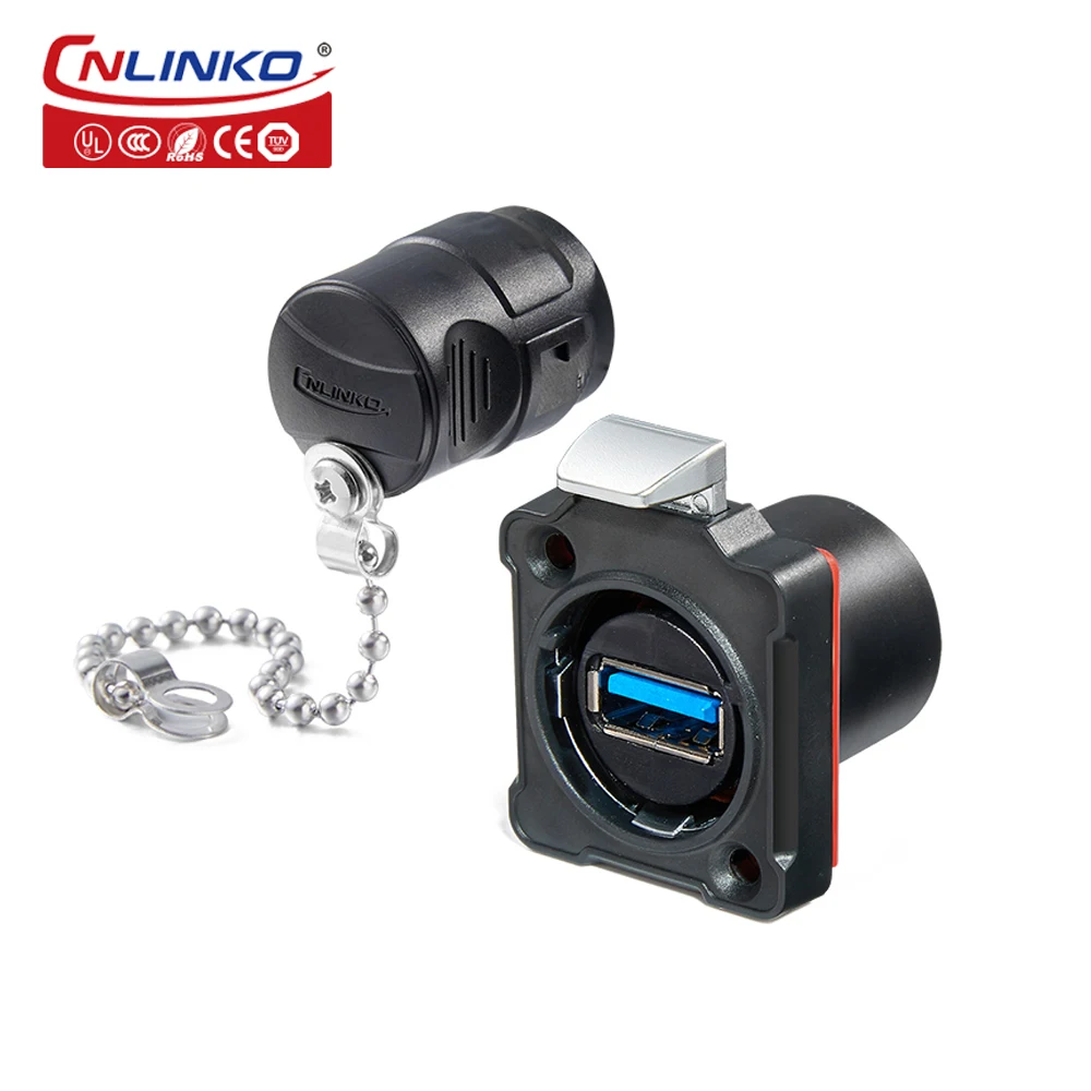 CNLINKO 산업용 장비용 방수 USB 3.0 커넥터, 견고한 연결, 내구성, 빠른 데이터 전송, M24, IP68