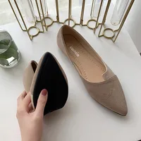 Pointed Toe Flat Shoes Women Solid Patchwork Slip On Shoes Casual Breathable Ballet Flats Daily All-Match Comfort Loafers Shoes 3