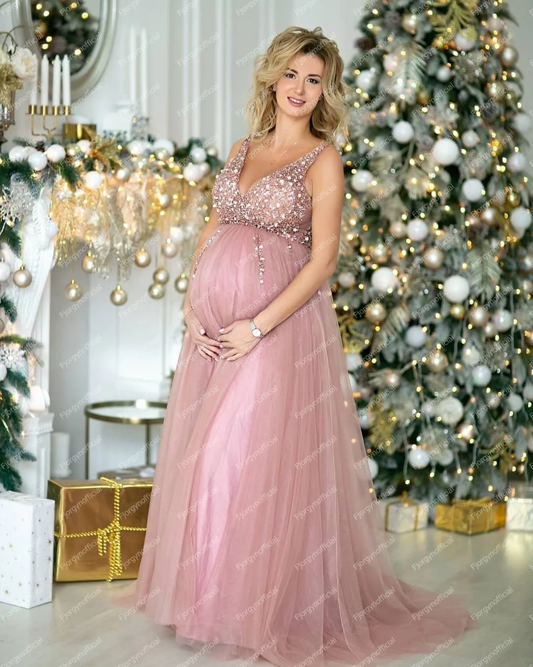 slim fit dress slacks Meshki Suki Blossom Maternity Baby Shower Dress