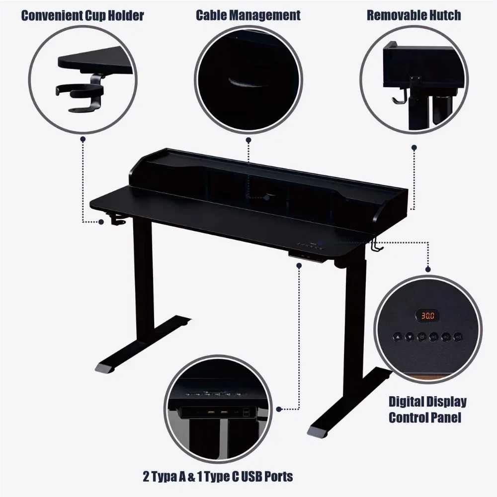 Description Picture 4 of itemHeight Adjustable Standing Desk with USB & Type C in Natural Wood Color home office computer desks