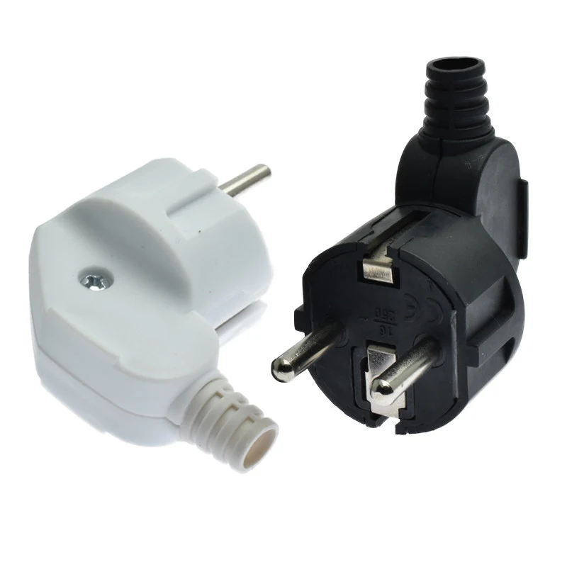 European Plug Replacement Adapter with 4.8mm Male Outlets - Rewireable Electric Socket for Power Extension Cables