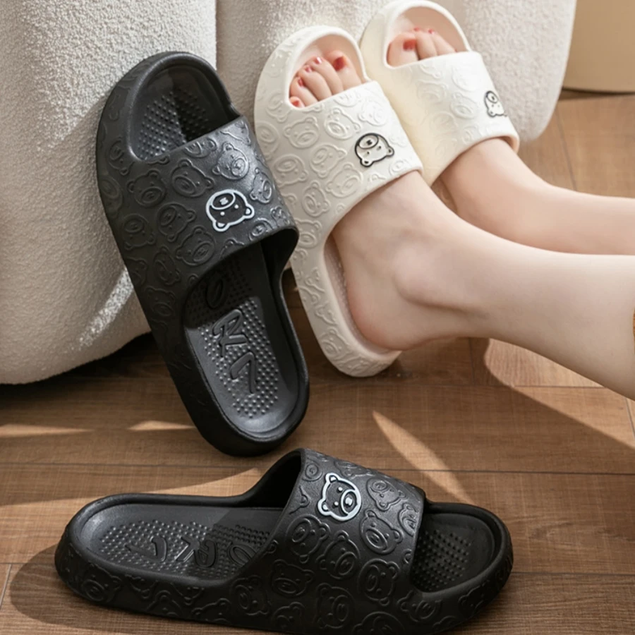 Women's Slippers Printting Cute Bear Cartoon Sandals Summer Indoor Soft Wear-resistant Anti-slip Lightness Couple Leisure Shoes — view 2