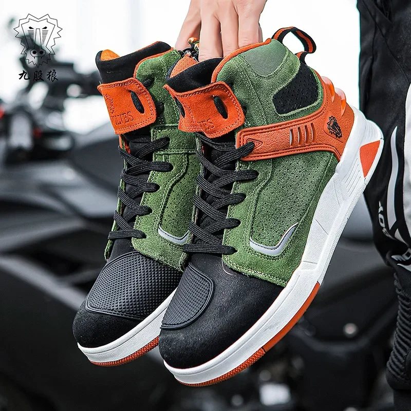 

Summer Motorcycle Breathable Boots Men Motorbike Sneaker Microfiber Leather Adventure Touring Boot Motorcyclist Shoes Anti-Slip