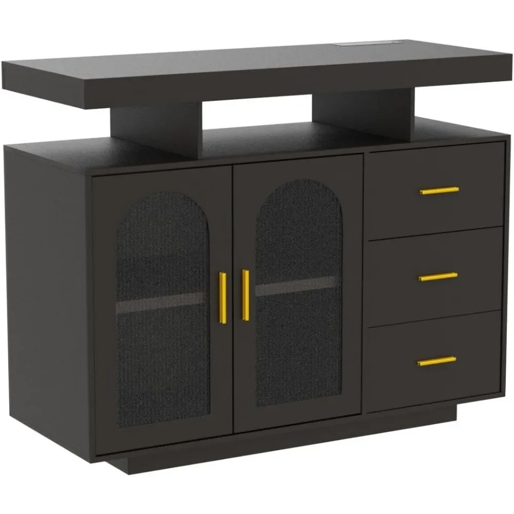 LED Coffee Bar Cabinet Kitchen Storage Cabinet & Sideboard Buffet Cabinets - Shelf Capacity for Dinning Room/Living Room 5