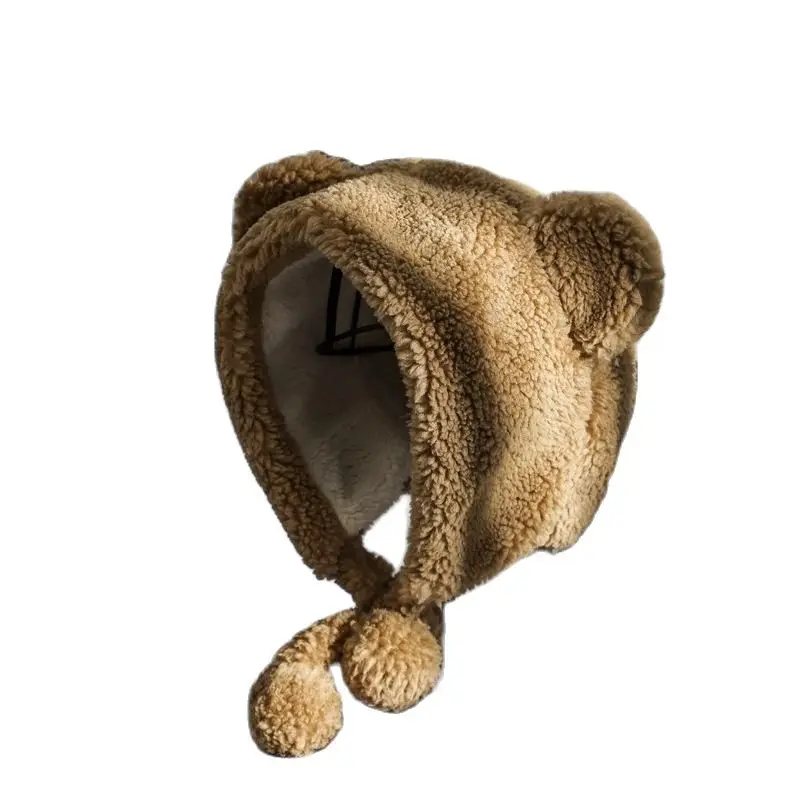 Winter Cute Bear Ears Warm Hat Women Beanies Windproof Cap Student Women Add Wool Cap Female Hat Present 6