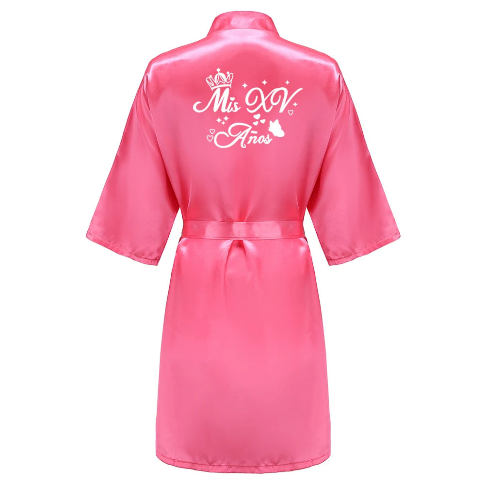 Mis15 Años Robe 15 Years Girl Birthday Party Robes Quinceanera Robe Mis XV Bathrobe Silkly Nightgown