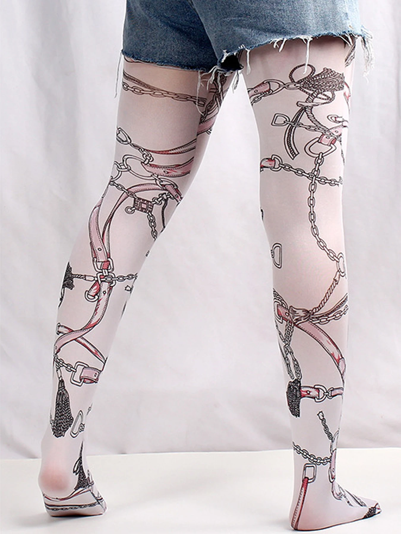 Graffiti bedruckte Strumpfhose für Frauen Tarnung Gitter nahtlose Strumpfhosen weibliche sexy Stretch lange Socken mehrfarbige Strümpfe neu – Detail 10