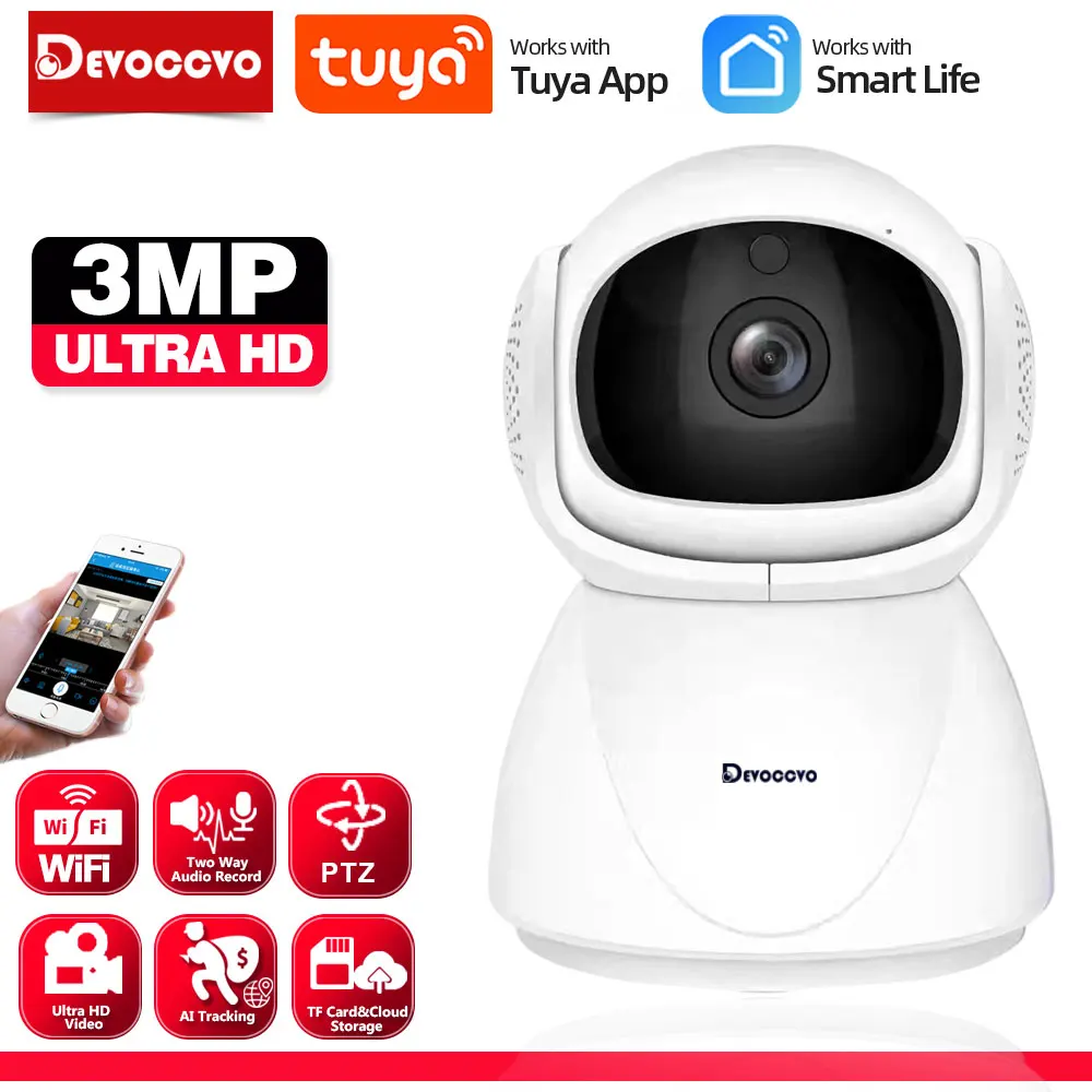 

IP-камера видеонаблюдения Smart Life, 3 Мп, Wi-Fi, PTZ