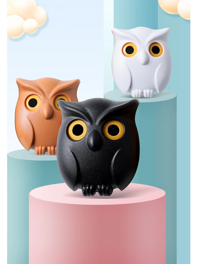 Description Picture 2 of itemCreative Owl Night Wall Magnetic Key Holder Magnets Hold Keychain Key Hanger Hook Hanging Key Will Open Eyes Home Decoration