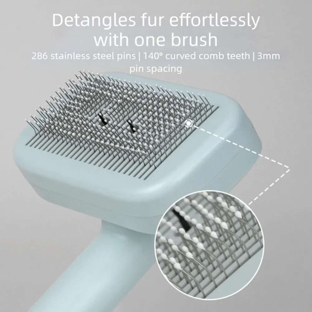 Grooming rake with massage pins