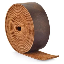 Vintage - Style Genuine Top Grain Leather Strip - Crazy Horse Finish, Handmade and Oily Waxed, 1.8mm Thick - 3.5x130cm (Brown)