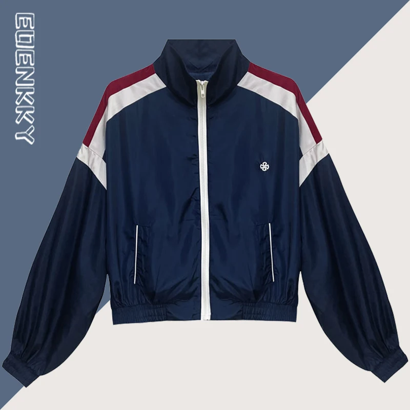 

Loose Sports Jacket Women Stand Collar High Street Sports College Short Coat Spring Autumn Casual Harajuku Varsity Jackets 2023